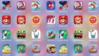 HungryShark,RedBall4,Sausage,SubwaySurf,Slither,Spongebob,CrowdCity,HappyGlass,Miraculous,Despicable