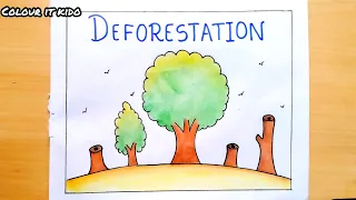 Deforestation Drawing | Deforestation Drawing easy | deforestation Drawing easy step by step