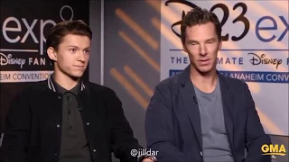 Benedict Cumberbatch with Tom Holland at GMA D23Expo2017 (russian subs)