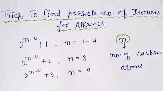 Trick to find Possible Isomers of Alkanes | Hydrocarbons | JEE | NEET
