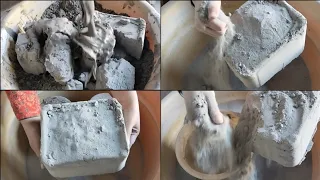 ASMR:new super duper soft extra silky pure cement huge blocks crumble dry+in water+pouring 🤤💯