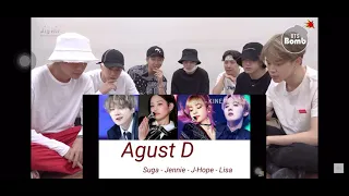 Bts reaction to Agust D ft.lisa jhope jennie