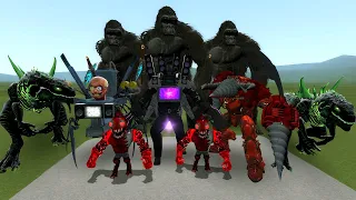 Team Tv Man Titan, Giáo Sư Toilet, Drill Man Siêu Cấp Đại Chiến Team King Kong, Godzilla 1998