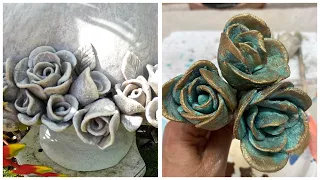 Concrete Art. Cement Craft Ideas. Make Roses with Cement Project