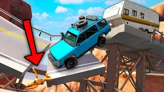 Bridge COLLAPSES from RV Filled with RAGDOLLS - BeamNG Drive Crashes