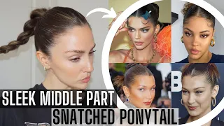 SLEEK MIDDLE PART SNATCHED PONYTAIL TUTORIAL | INSPIRED BY CHRIS APPLETON
