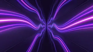 4K Abstract Curved Wave Neon Lights Glow Dark Tunnel Hallway Reflection