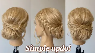 A Simple Hair Updo with Braids ✨Wedding hairstyle, Bridal hair, Messy bun ❤️