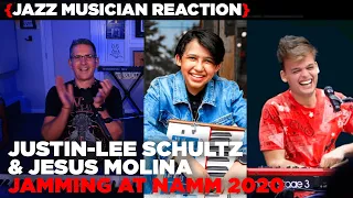 Jazz Musician REACTS | Justin-Lee Schultz & Jesus Molina "Jamming at NAMM 2020" | MUSIC SHED EP303