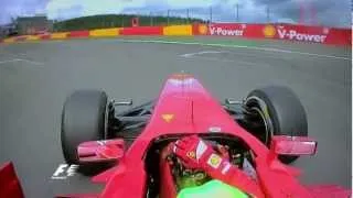 Vitaly Petrov last lap brake failure at Spa-Francorchamps (Onboard from Massa's car)