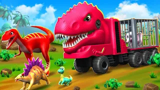 T-Rex's Brave Encounter with Giant Dino Truck - Saving Jurassic Dinosaurs | Dinosaur Cartoons 2024