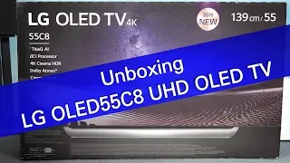 LG OLED55C8 UHD OLED TV unboxing and setup
