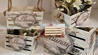 Декупаж кашпо - ящичка, эконом вариант кракелюра.Decoupage of a planter - box,craquelure.