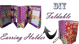 DIY Foldable Earring Holder // Foldable JEWELLERY ORGANIZER ADORABLE IDEA // Cute Organizer Tutorial