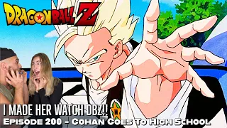 Girlfriend's REACTION TO GOHAN ALL GROWN UP! GOHAN GOES TO HIGH SCHOOL!! DBZ Episode 200