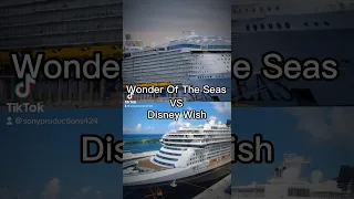 Wonder Of The Seas VS Disney Wish. Credit to Royal ￼Caribbean, Disney, Disney Cruise Line, and Wiki