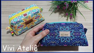 NECESSAIRE BOX TRAPÉZIO 🌟 MUITO FÁCIL DE FAZER 🌟 MOLDE GRATUITO 🌟 TAM M