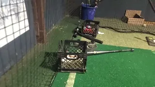 wrong way to use hog rings on a batting cage netting