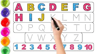 A to Z alphabets for kids, collection for writing along dotted lines, ABCD, 12345, A to Z alphabets