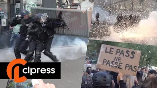 Manifestation anti-pass sanitaire : violents incidents (11 septembre 2021, Paris) [4K]