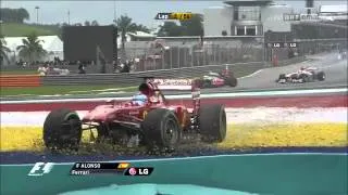 F1 Malaysia 2013 - Fernando Alonso Crash