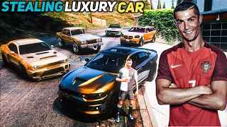 Gta 5 - Stealing Luxury Golden Dodge Cars With Cristiano Ronaldo (Real Life Cars #53)