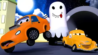 HALLOWEEN ! Edgar THE excavator is a GHOST ! - Tom's Paint Shop in Car City 🎨 l Cartoons for Kids