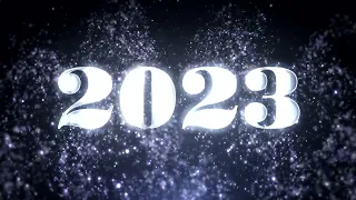 Появление надписи 2023 на морозном фоне футаж новый год 2023