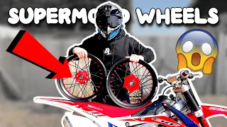 INSTALLING MY CUSTOM SUPERMOTO WHEELS! Honda CRF450R Supermoto Build #2