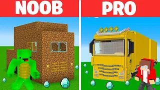 MIKEY vs JJ Family - Noob vs Pro: Truck Build Challenge in Minecraft
