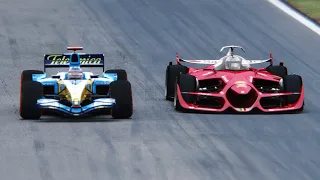 Renault F1 2005 SLICK TYRES destroys Ferrari F1 2025 Concept - Monza