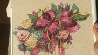 57. Вышивка Крестом. Отчёт N 1 Dimensions Wreath of Roses/ Nora Corbett Mystery Wherefore Art Thou?