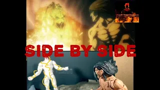 Attack on Titan Season 4 Eren VS. War Hammer Titan [Stop Motion] (Side By Side Comparison)