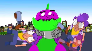 super city rampage brawl stars animation & cartoon In 3 Shelly  three Shelly VS Super city rampage !