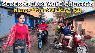LIFE IN CAMBODIA | SUPER GREATEST AFFORDABLE COUNTRY, Narrow Street Walking [4K] #travel #trip #life