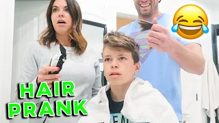 EPIC HAIRCUT PRANK | CUT OFF OUR TWELVE YEAR OLD’S HAIR | HE GETS SO MAD 😡| HILARIOUS REACTION