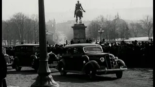 Royal guests arrive for the baptism of Prins Harald (now King) of Norway 1937