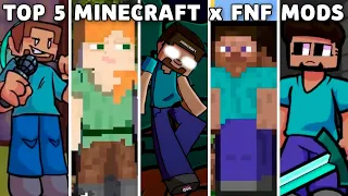 Top 5 Minecraft x FNF Mods (VS Steve, Alex, Herobrine) - Friday Night Funkin'