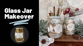 Glass Jar Makeover | DIY Glass Jar Makeover using Decoupage Napkin and Molds | Trash to Treasure