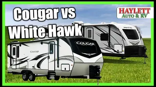 RV COMPARISON! Cougar vs  White Hawk Travel Trailers with Josh the RV Nerd