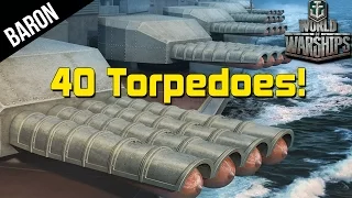 World of Warships 40 TORPEDOES!  Kitakami vs Yamato, Japanese Cruiser