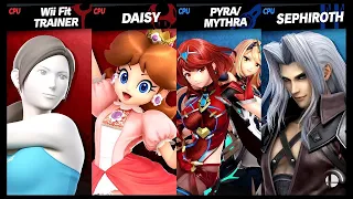 Wii Fit Trainer and Daisy VS Pyra / Mythra and Sephiroth LV 9 CPU Battle Super Smash Bros Ultimate