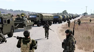 Russian Reinforcements from Chechnya destroyed by Ukrainian M142 Himars Missiles - Arma 3