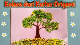 Cara Membuat Kolase Pohon dari Kertas Origami || Kolase dari kertas origami