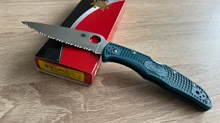 Spyderco Endura 4, K-390 full serrated unboxing(распаковка)