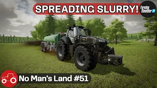 Spreading Slurry, Mowing & Baling Grass For Silage - No Man's Land #51 FS22 Timelapse