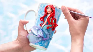 DIY Ariel the Little Mermaid Polymer Clay Mug Tutorial
