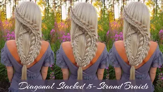 Diagonal Stacked 5-Strand Braids | Braided Hairstyles for Long Hair