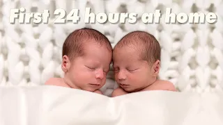 Newborn Twins first 24 hours at home | Dads to Twins via Surrogacy