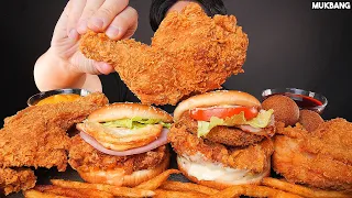 ASMR MUKBANG | FRIED CHICKEN 🍗 BURGERS 🍔 CHEESE BALLS EATING 먹방